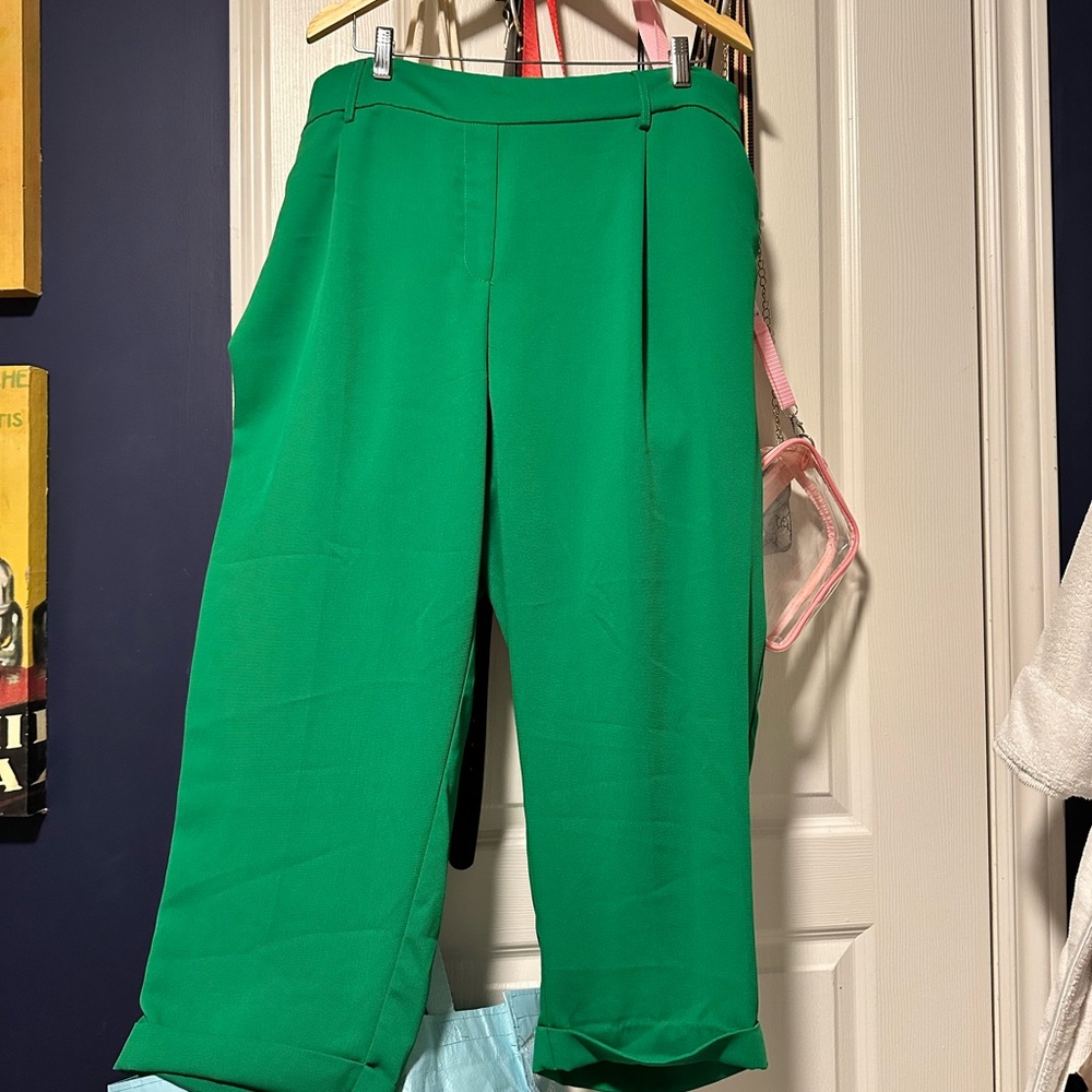 Vibrant Green Wide Leg Women's Pants